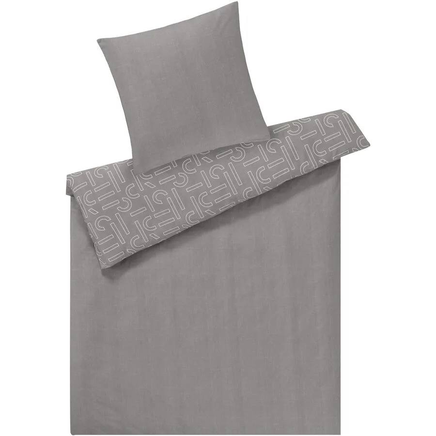Esprit Bettwäschegarnitur Scatter Contour Grau Baumwolle 160 cm - Farbe: hellgrau