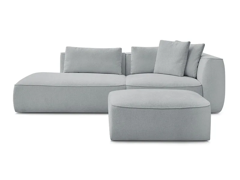 3er Sofa mit Hocker BOBOCHIC LEOPOLD Stoff mit Textur hellgrau