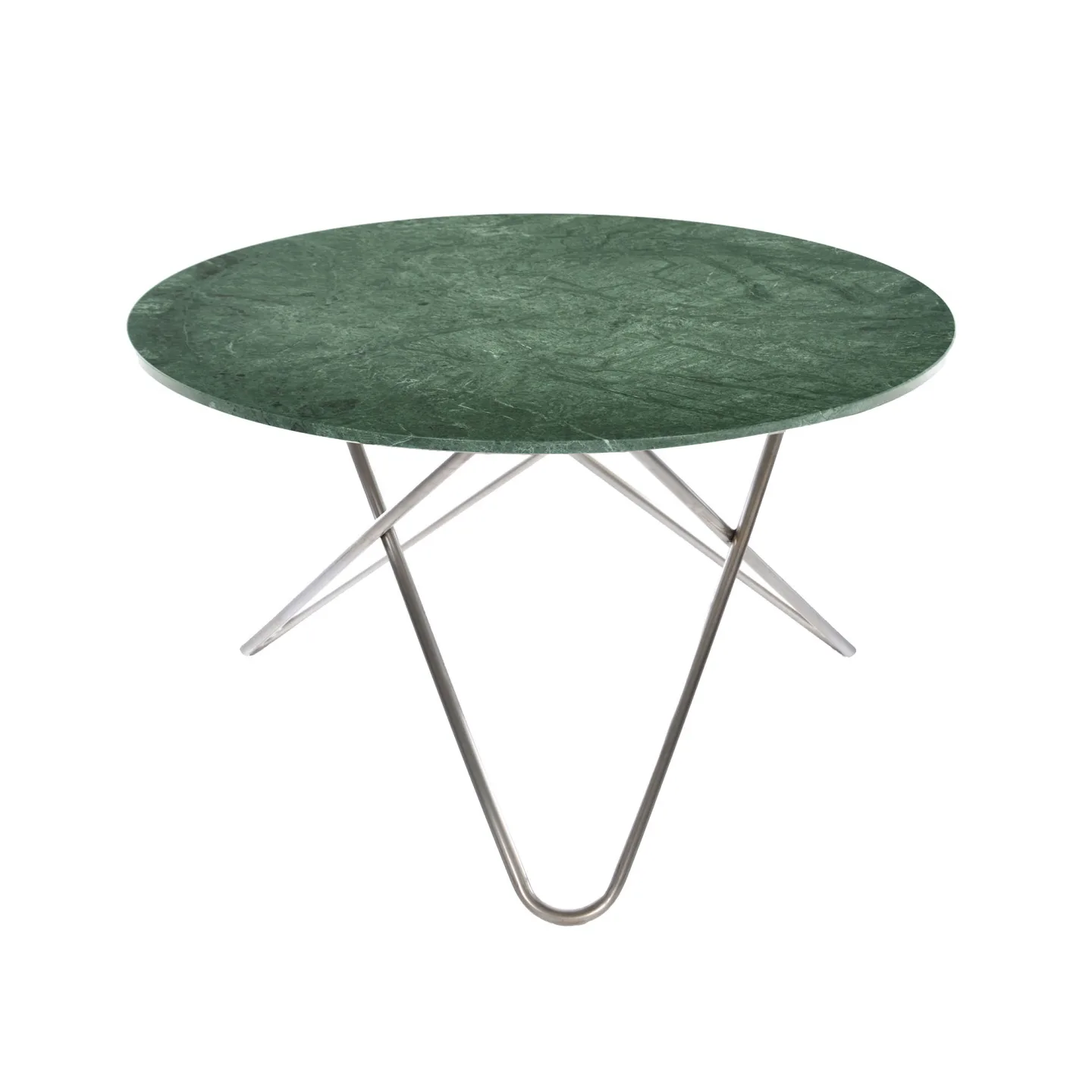 OX Denmarq - Big O Table, Stainless Steel Frame, Top: Green Marble - Matbord - Dennis Marquart - Grön - Metall/Sten