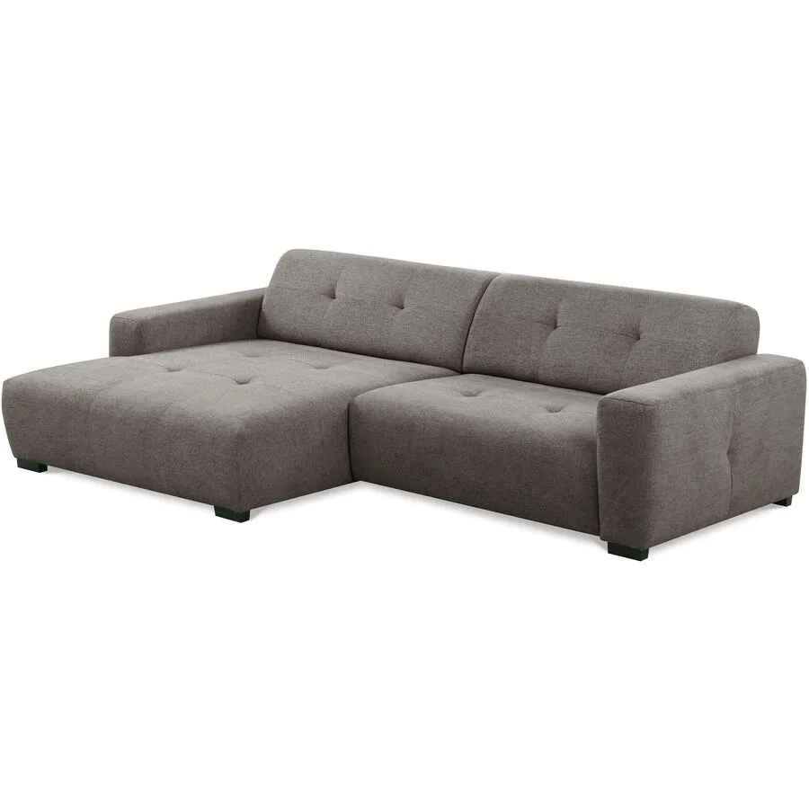 Ecksofa Bondi Grau/Schwarz Stoff B 286 T 169 cm - Farbe: Schiefergrau - Material: Moderne Chenille Weboptik