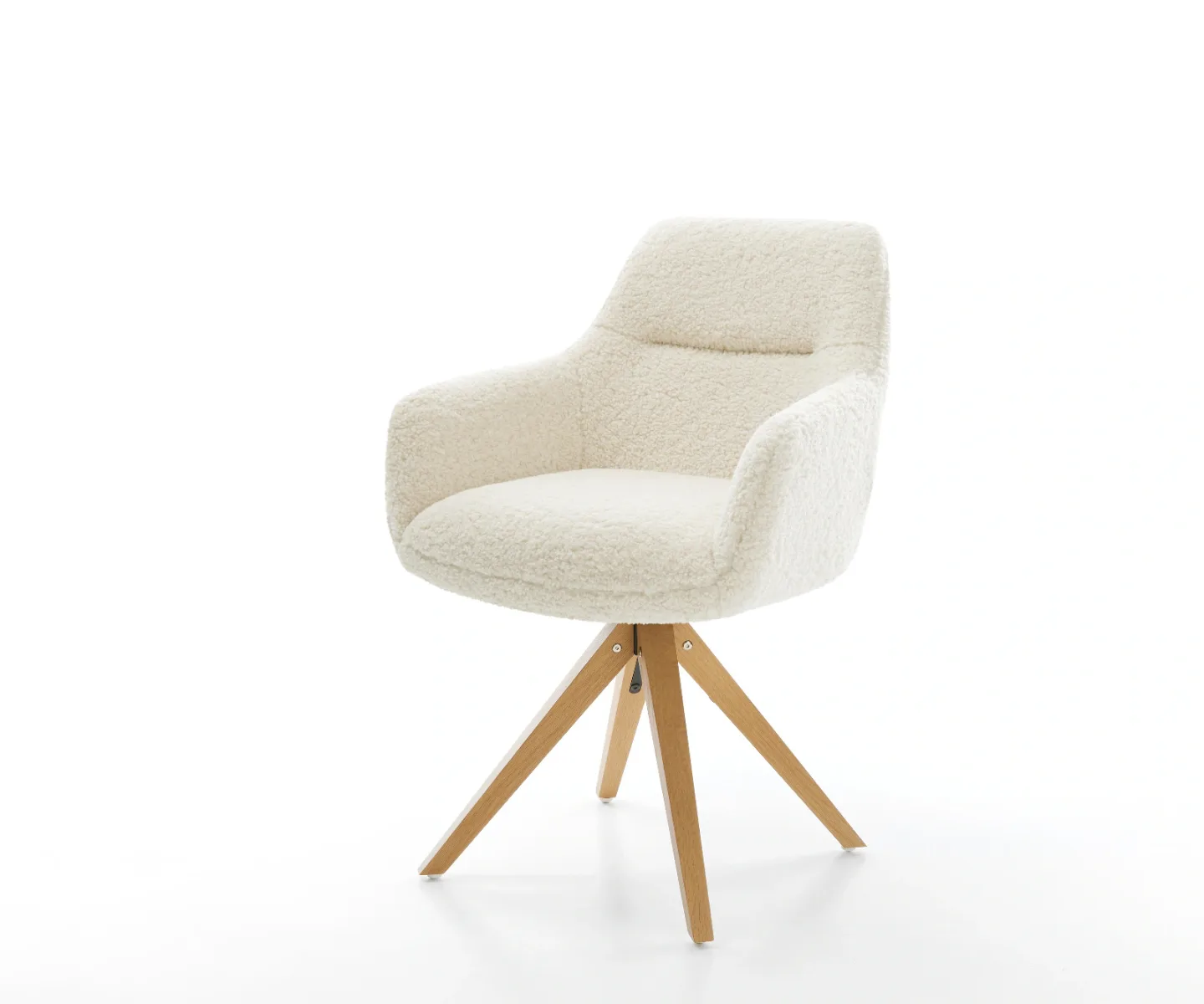 Drehstuhl Pejo-Flex Teddystoff Beige Holzgestell kantig Natur 360° drehbar Taschenfederkern