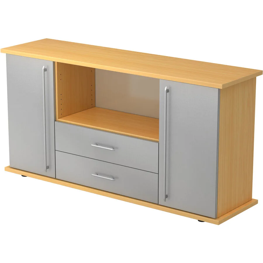 Sideboard Office Silber, Buche Holzwerkstoff B 166.1 H 84 cm