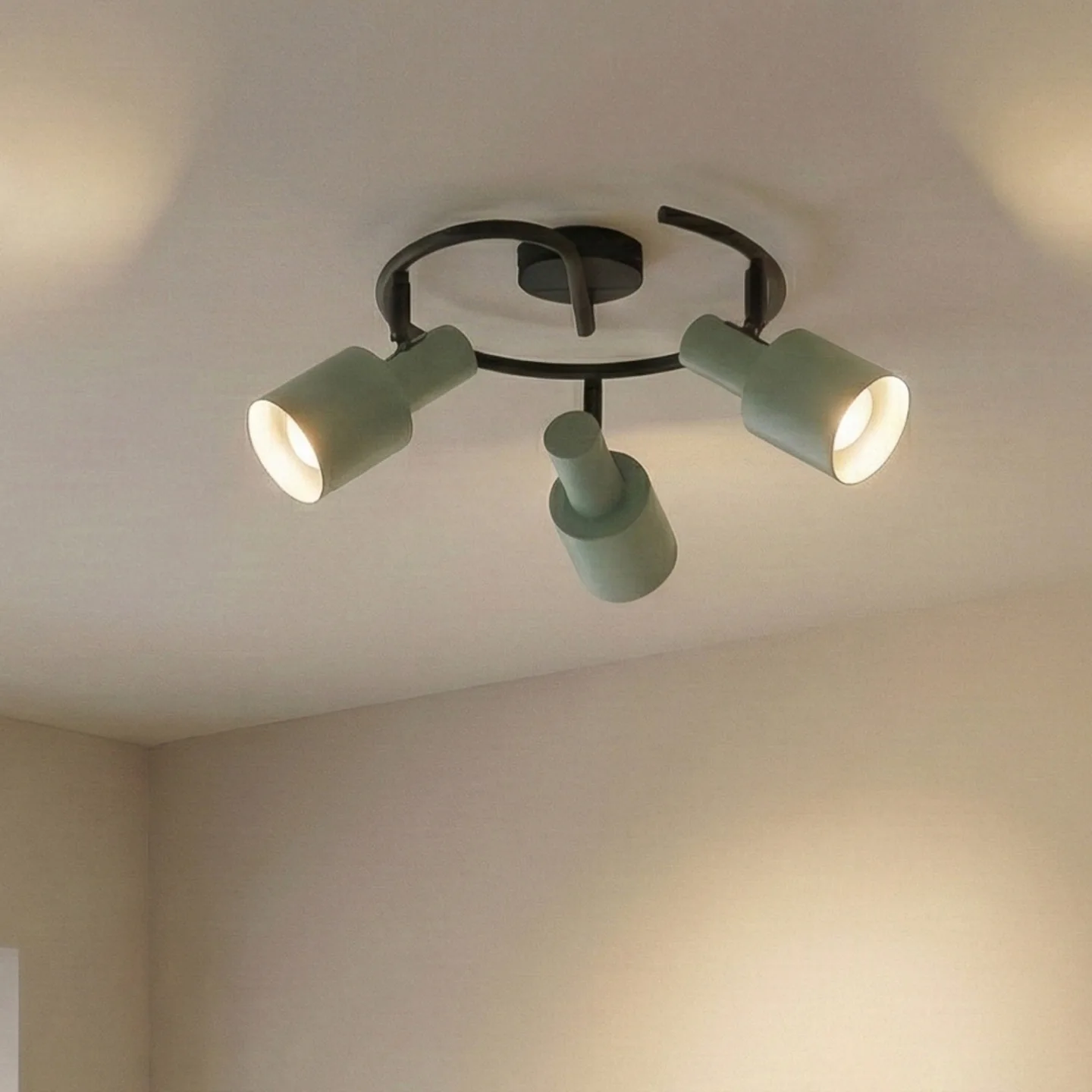 Ovelia 3 Round Loftlampe Green/Black - Lindby - Stue - Moderne - Metal - Med flere lyskilder