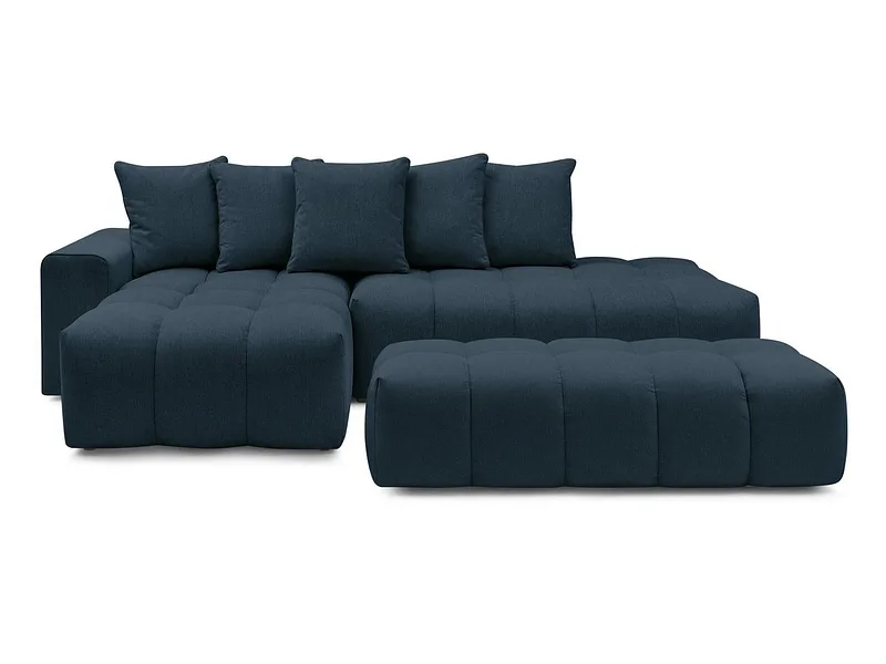 Ecksofa mit Hocker BOBOCHIC MONT-BLANC Stoff chiniert dunkelblau