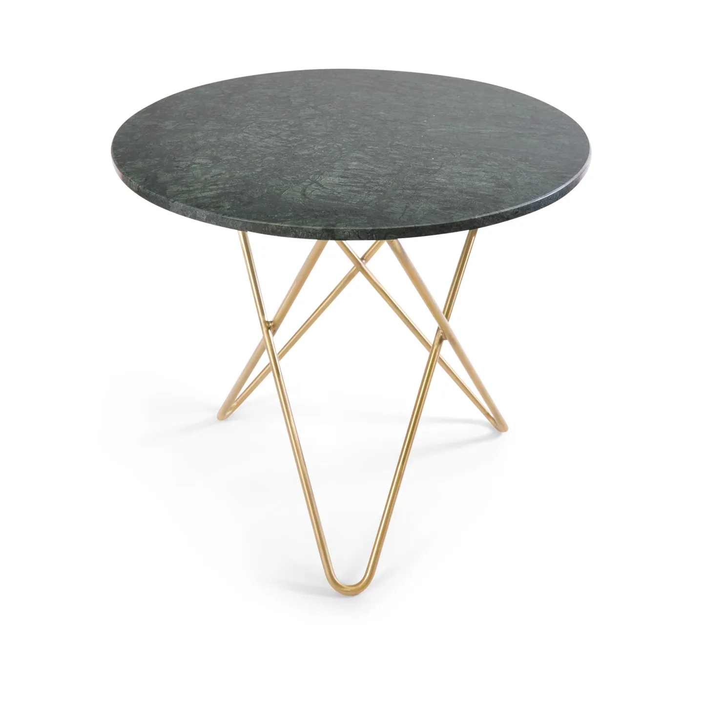 OX Denmarq - O Dining Table Ø80, Brass Frame, Top: Green Marble - Matbord - Dennis Marquart - Grön - Metall/Sten