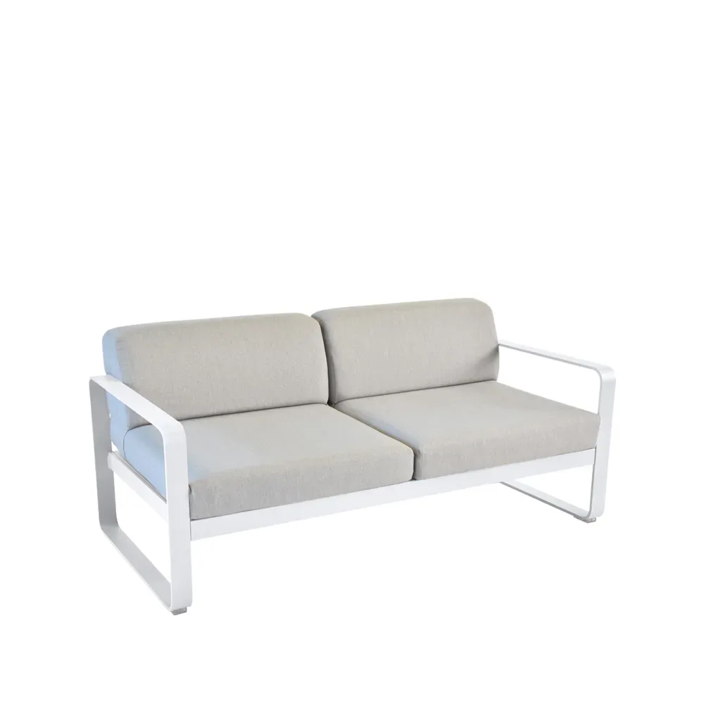 Fermob Bellevie 2-sits soffa Cotton white (vit), flannel grey dyna