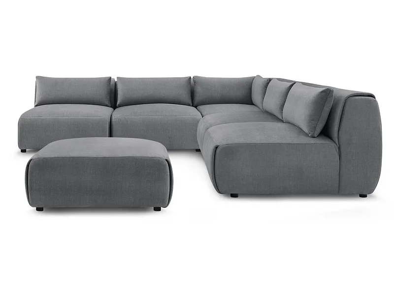 Ecksofa mit Hocker BOBOCHIC JEANNE Samt dunkelgrau