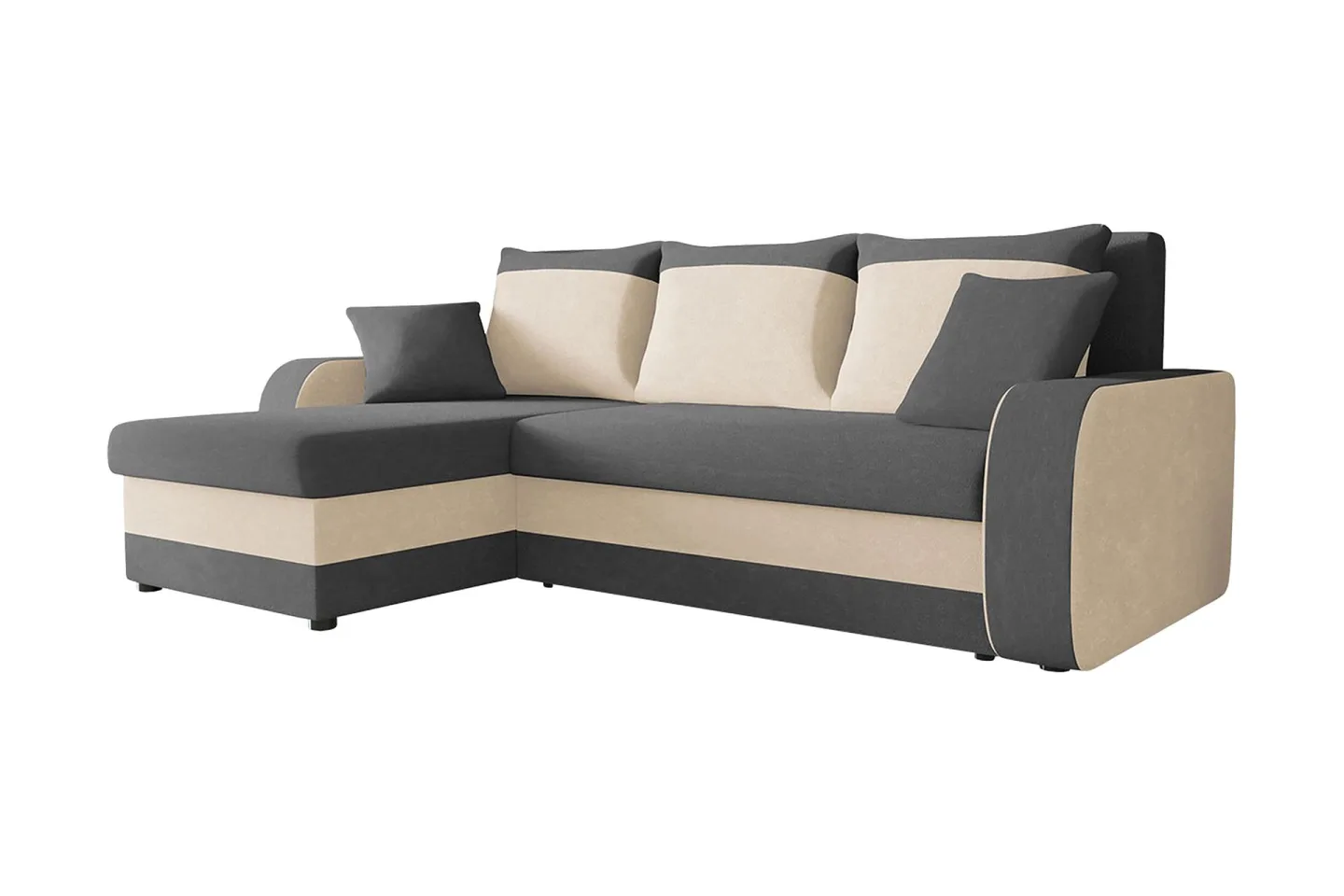 Alvared 3-sits Hörnbäddsoffa Universal - Grå/Vit