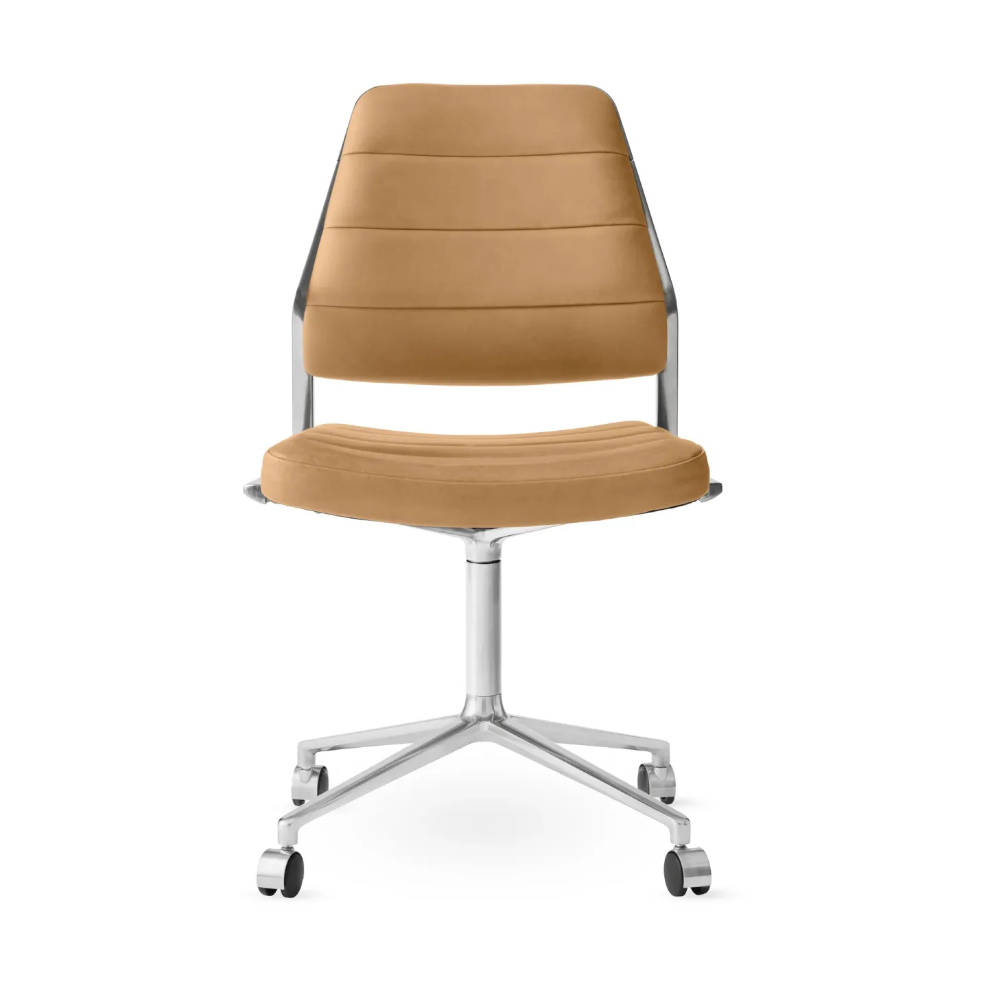 Vipp Vipp454 Swivel chair kontorsstol med hjul Camel leather-polished aluminium