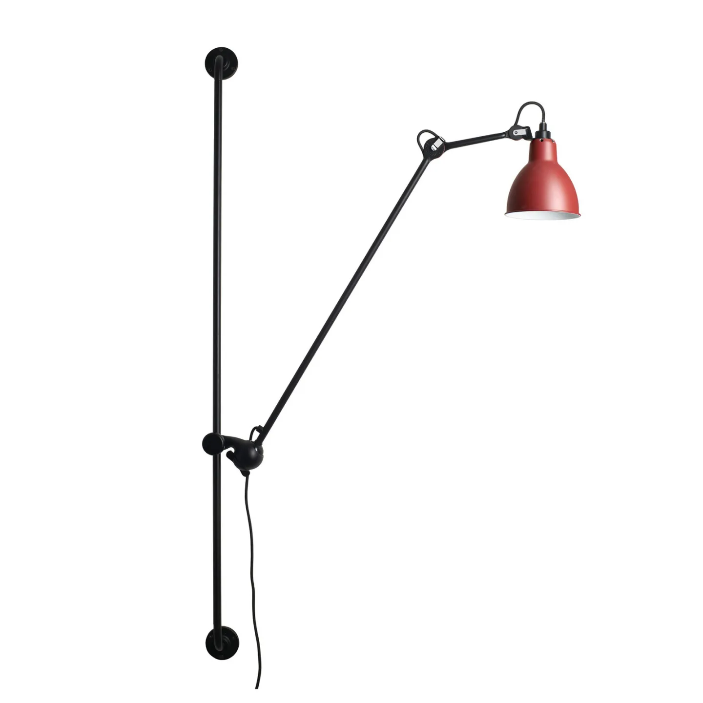214 Wandleuchte Round schwarz/rot - Lampe Gras 214 Round - Wohnzimmer - Design - Metall - Einflammig