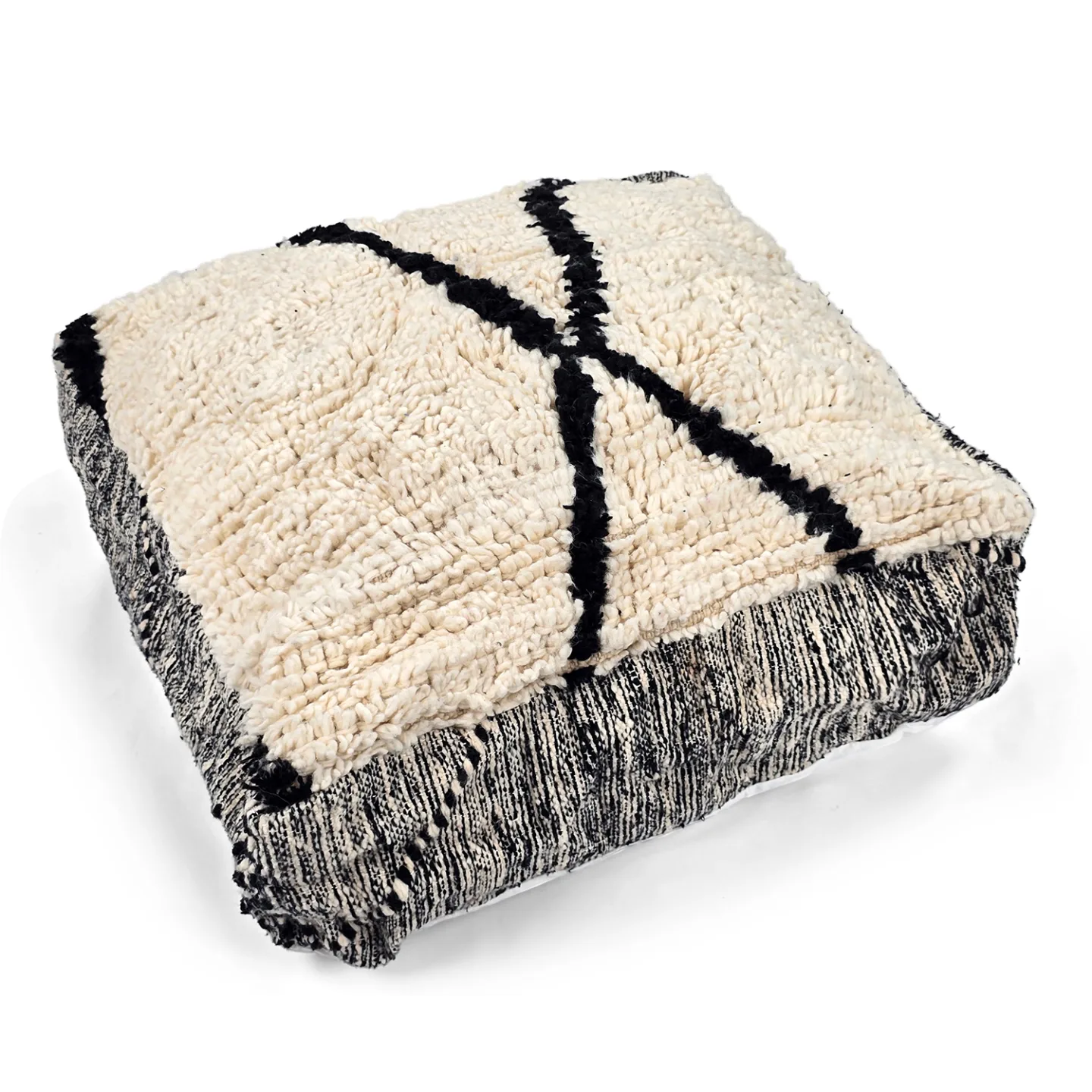 Sittepuff - Marokkansk Beni Ourain 041 (Størrelse: 60 x 60 cm)