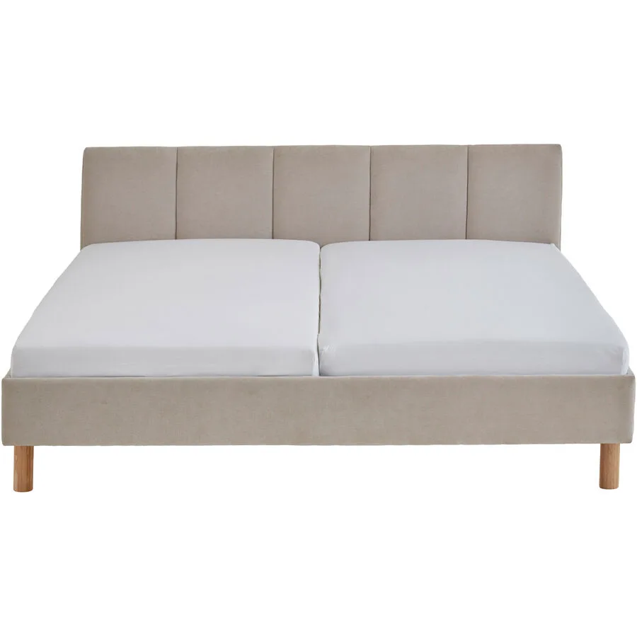 Bett Jess Beige Stoff 180 x 200 cm