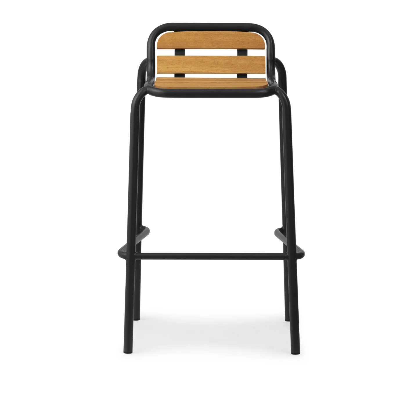 Normann Copenhagen - Vig Barstool Robinia 75 cm - Black - Barstolar utomhus - Simon Legald - Svart - Metall/Trä