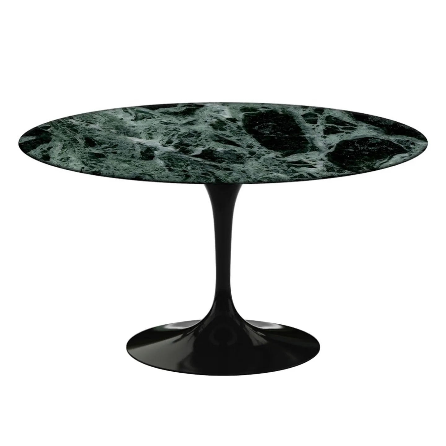 Knoll - Saarinen Round Table - Matbord, Ø 137 cm, Svart underrede, skiva i matt grön Alpi marmor - Matbord - Eero Saarinen - Grön - Metall/Sten