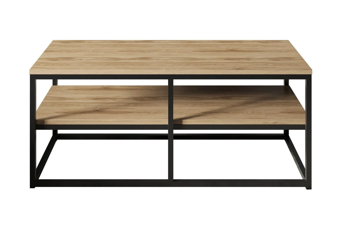 Lunnom Soffbord 110 cm med Förvaring Hylla - Brun/Svart