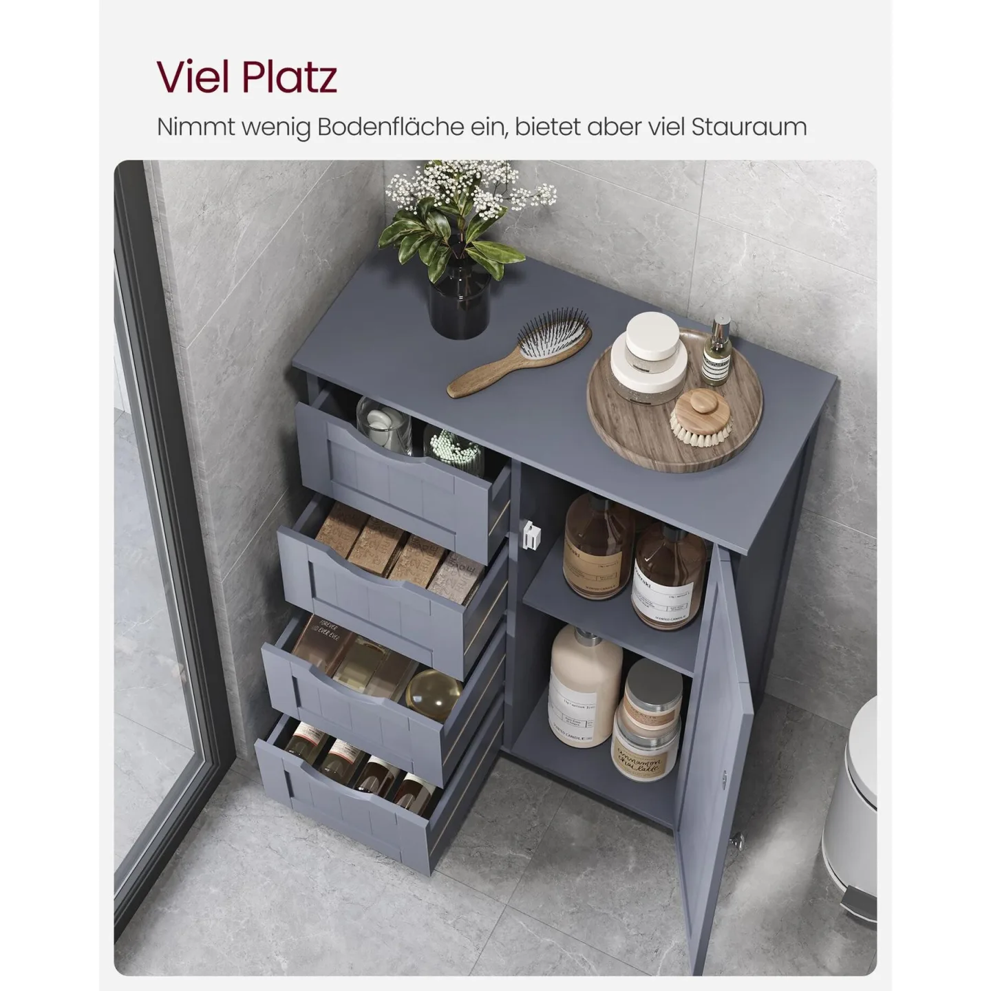 Wandregal VASAGLE Dunkelgrau B 55 T 30 cm - Material: Holz - Wandregal