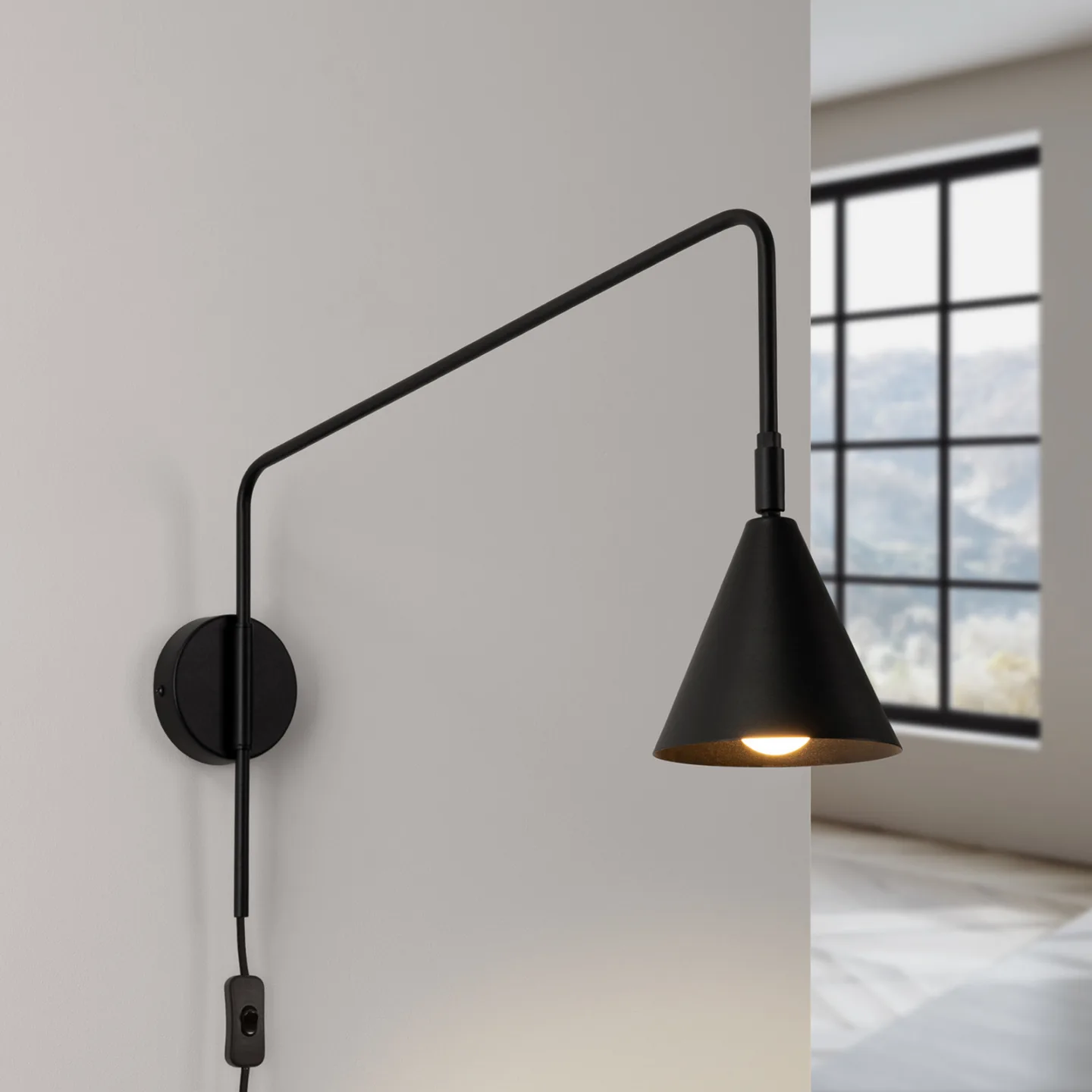 LYS væglampe, sort, Ø 14 cm, metalstik E14 - SOLLUX SOLLUX LIGHTING - Stue - Skandinavisk - Med én lyskilde