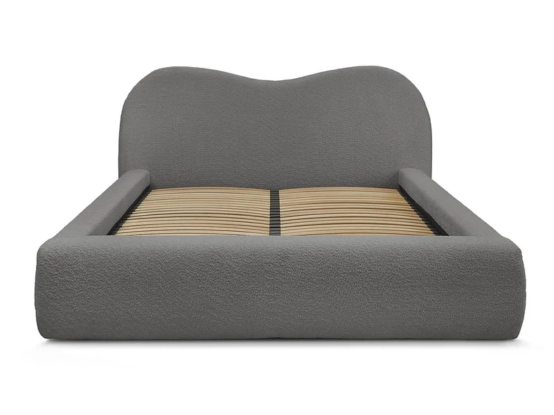 Kastenbett BOBOCHIC ORLANE 160x200cm boucle-stoff dunkelgrau