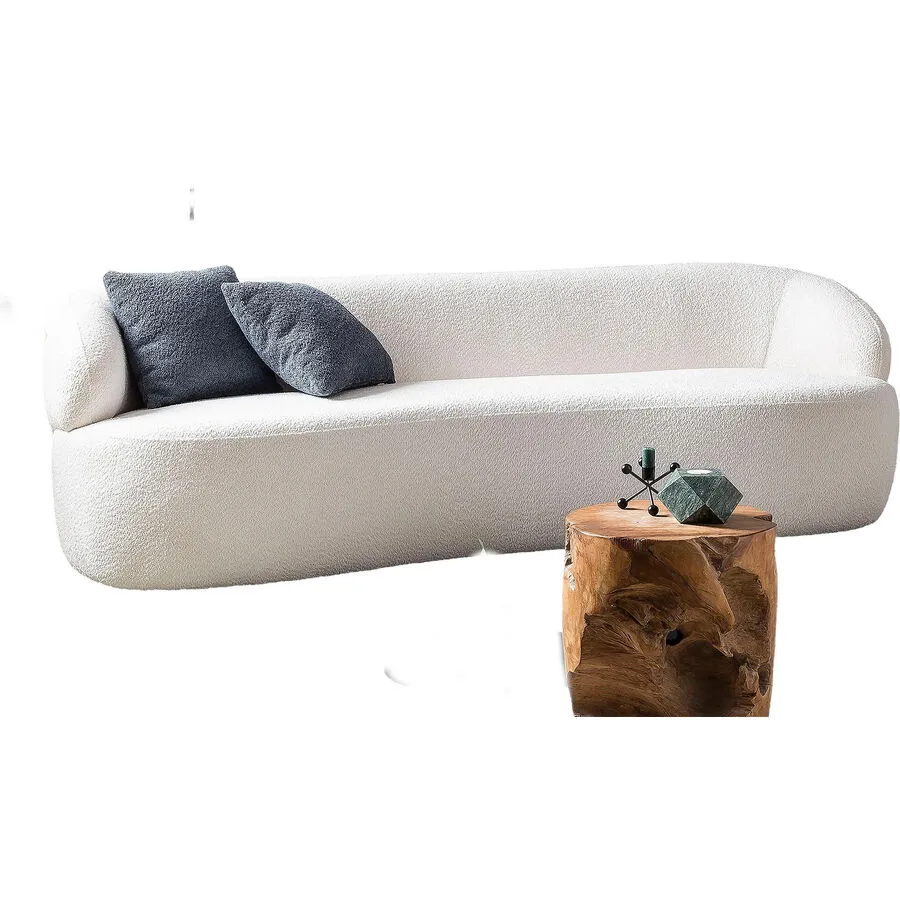 Sofa Manja Ohne Bouclé Optik weiss B 220 T 93 cm