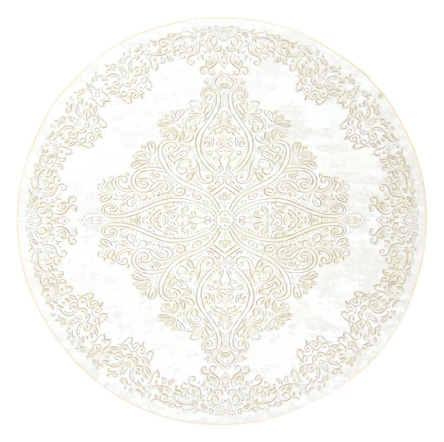 Rundt teppe - Valenza (hvit/beige) (Størrelse: Ø 200 cm)