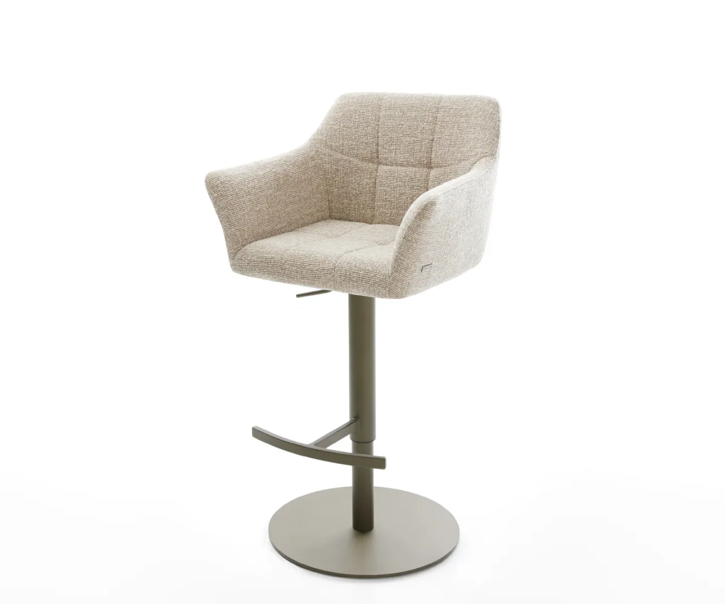 Barstuhl Yulo-Flex Webstoff Soft Beige Drehfuß höhenverstellbar Metall Titanfarben