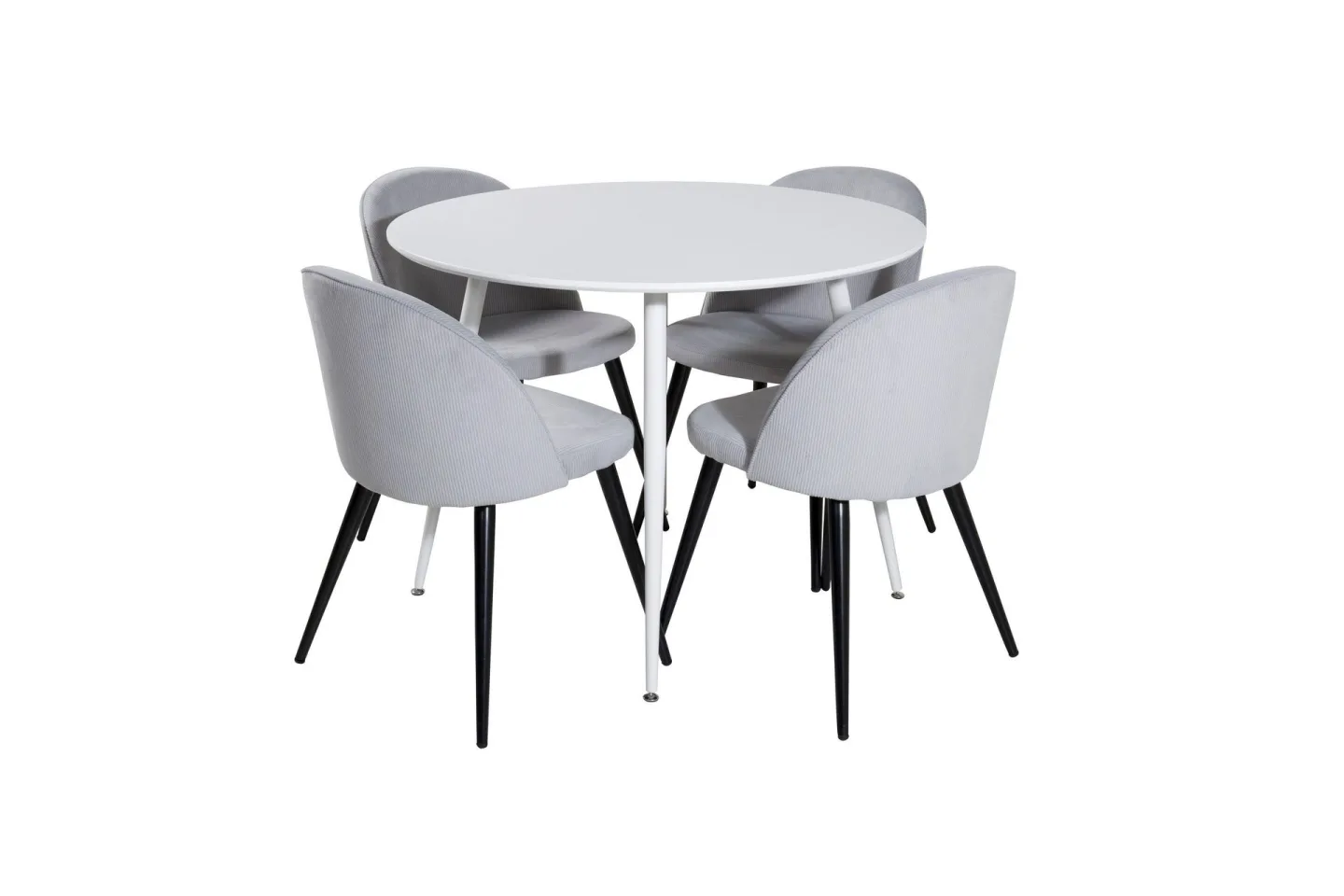 Plaza Matgrupp 100 cm Rund med 4 Velvet stolar - Svart