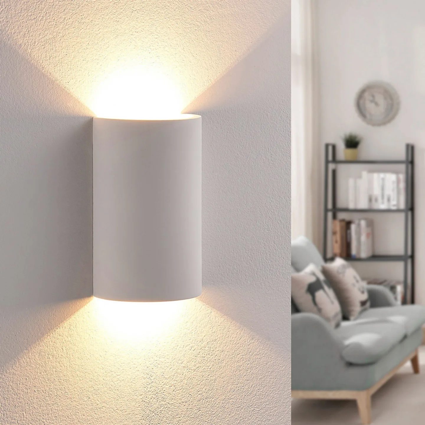 Jenke LED Væglampe Cast White - Lindby - Stue - Moderne - Gips / ler - Kantet