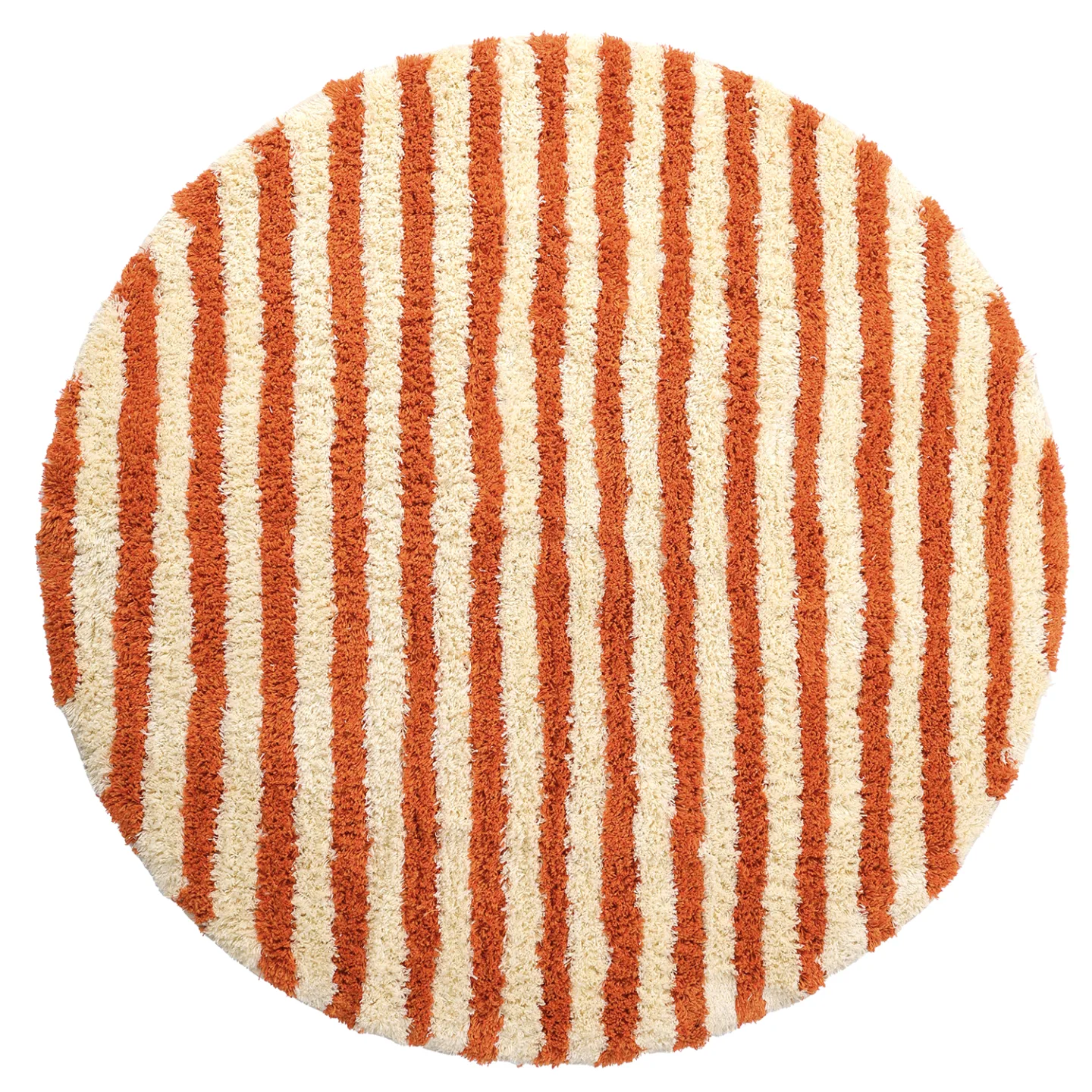 Rundt teppe - Thira Stripe Cotton Shaggy (lysegul/lyseoransje) (Størrelse: Ø 200 cm)