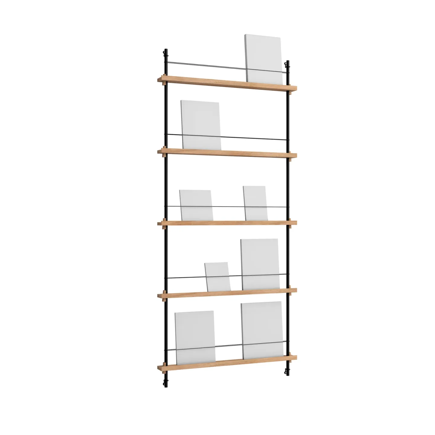 MOEBE Magazine Shelving Zeitungsständer Eiche-black, 85x180x7 cm, MS.180.1