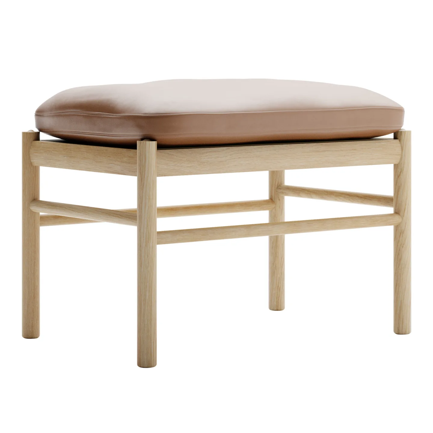 Carl Hansen - OW149F - Colonial Footstool, Oljad Ek, Lädergrupp B Thor - 307 - Fotpallar - Ole Wanscher - Brun - Läder/Trä