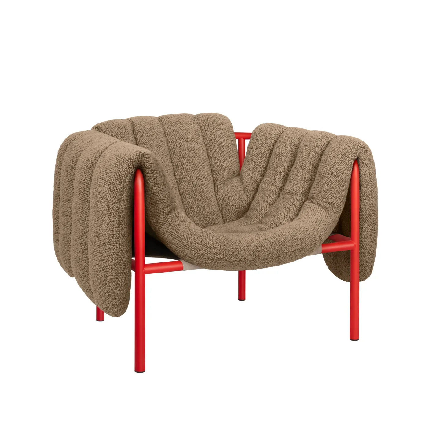 HEM - Puffy Lounge Chair - Sawdust/Traffic Red - Fåtöljer - Faye Toogood - Röd,Beige - Bomull/Naturmaterial/Metall/Syntetiskt/Skum/Plast