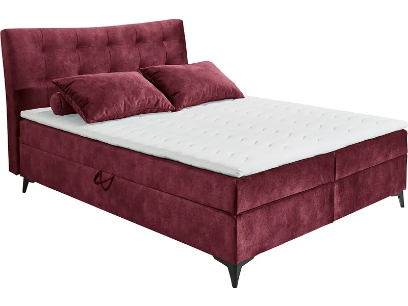 Boxspringbett MELROSE bordeau 160x200cm flexibel