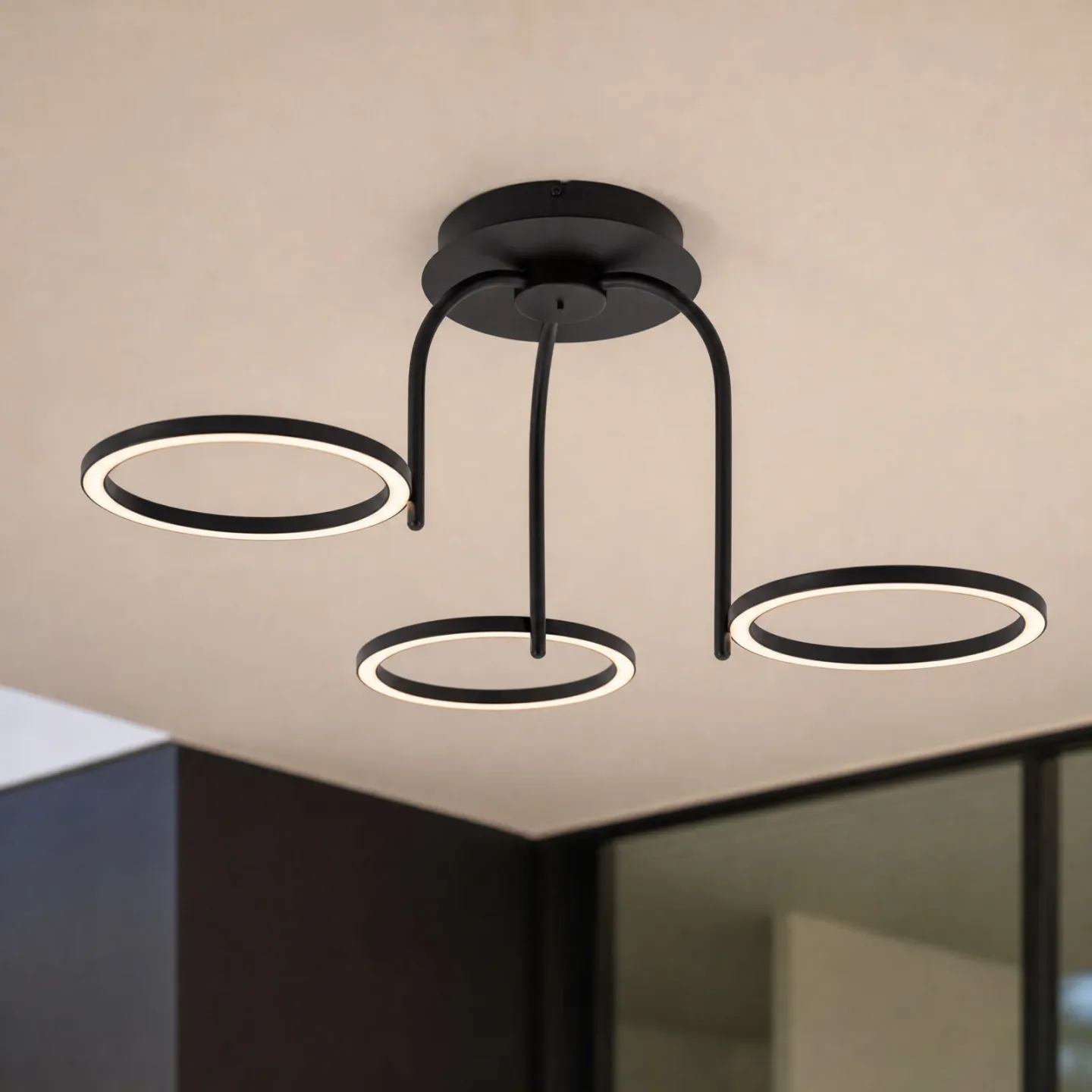 Sylvara LED-Außendeckenleuchte, dreiflammig, CCT, schwarz - Lucande - Design - Metall - Mehrflammig