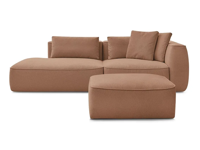 3er Sofa mit Hocker BOBOCHIC LEOPOLD Stoff chiniert orange
