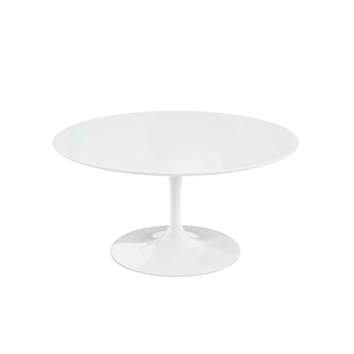 Knoll - Saarinen Round Table - Soffbord, Vitt underrede, skiva i Vit laminat, H: 39, Ø 91 - Soffbord - Eero Saarinen - Vit - Metall/Trä