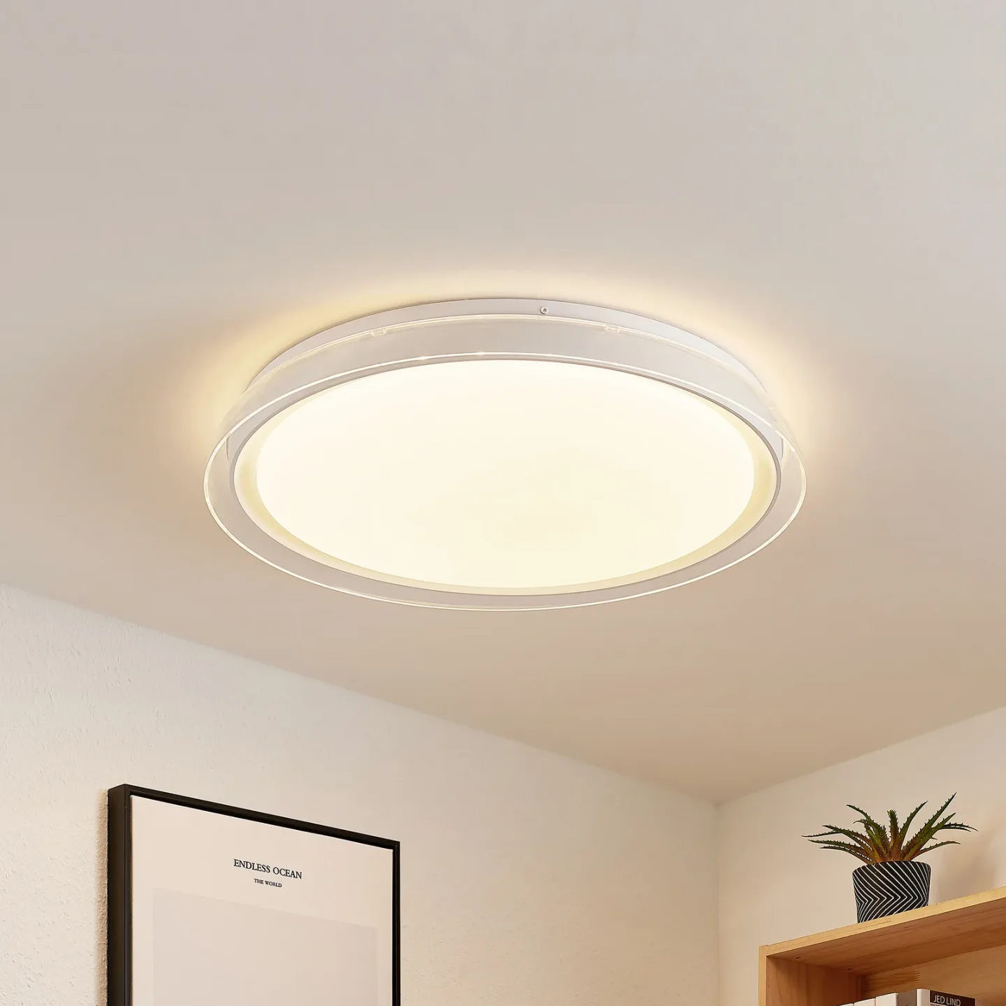 Sleya LED Deckenleuchte White - Lindby - Wohnzimmer - Modern - Kunststoff - Rund