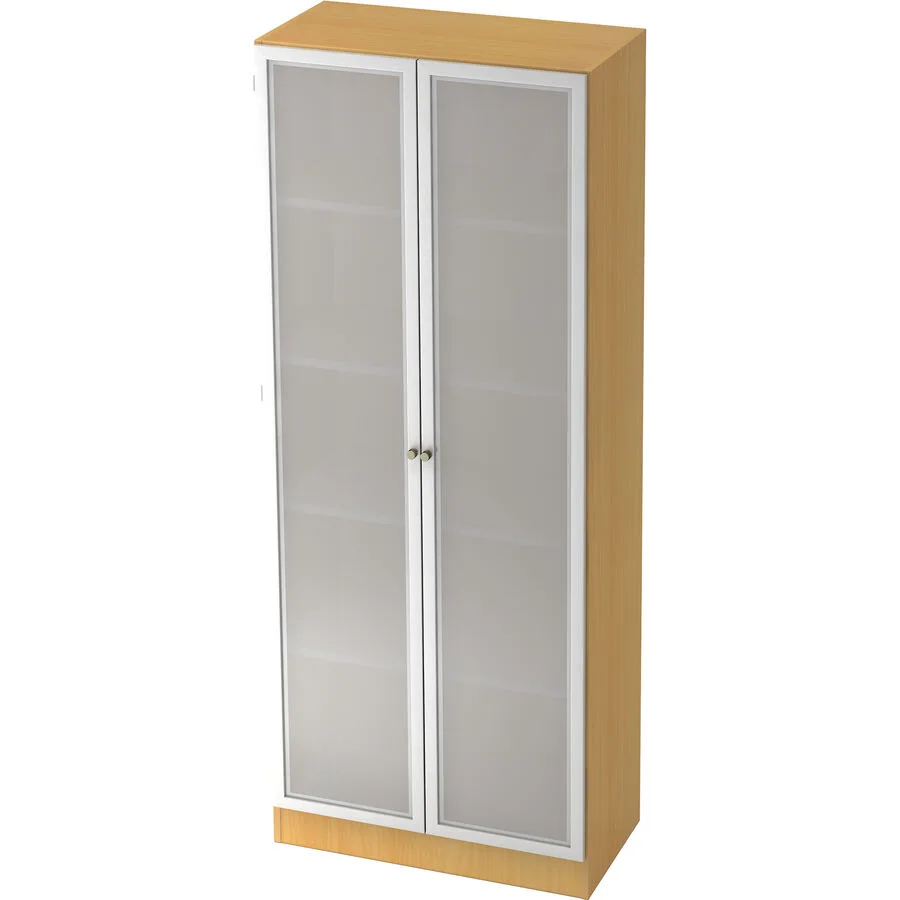 Aktenschrank Office semi transparent, Aluminium gebürstet, natur Holzwerkstoff, Glas, Metall B 80 cm H 200.4 cm