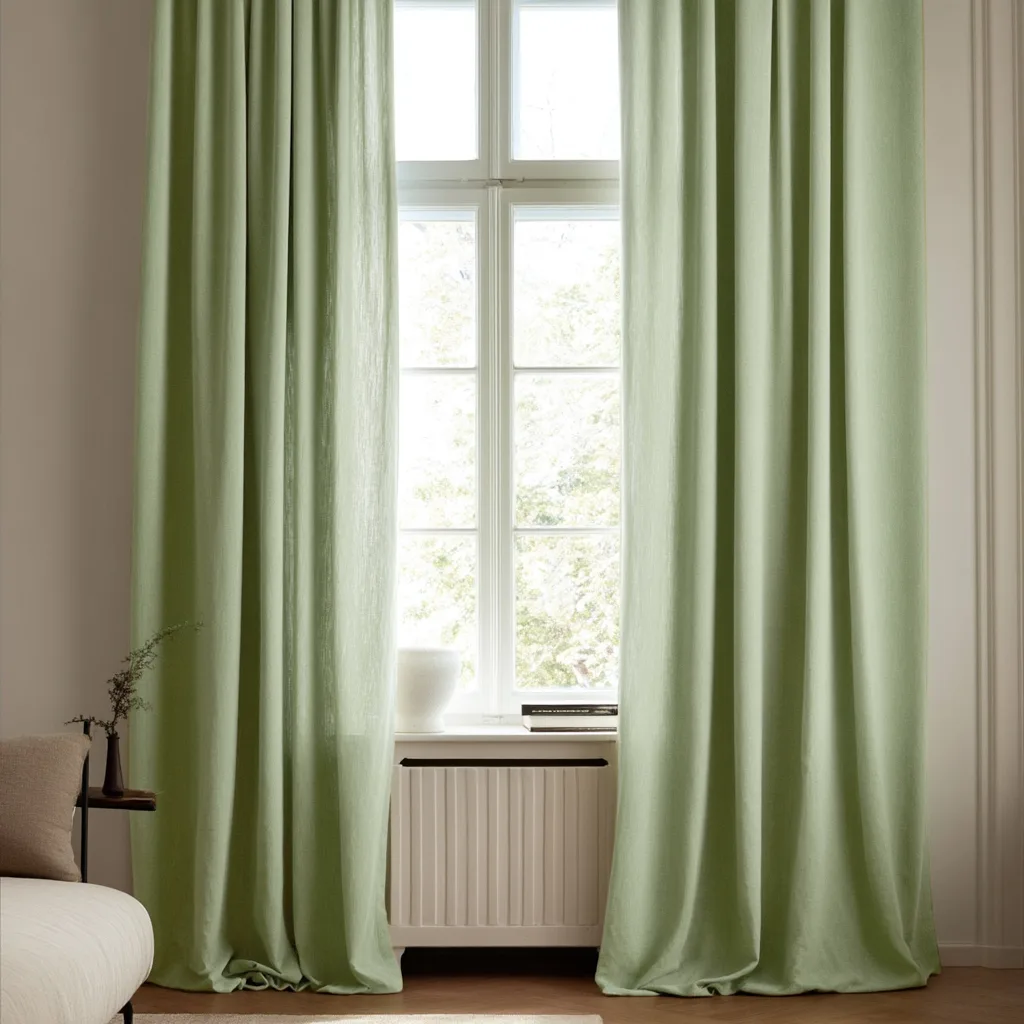 Gardiner - Gardin i linimitasjon Andrada (lysegrønn) (Størrelse: 140 x 220 cm)