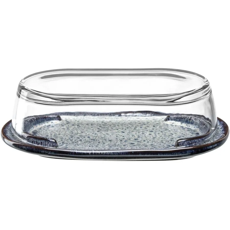 Butterdose Leonardo Grau/Transparent Keramik/Glas 13 cm