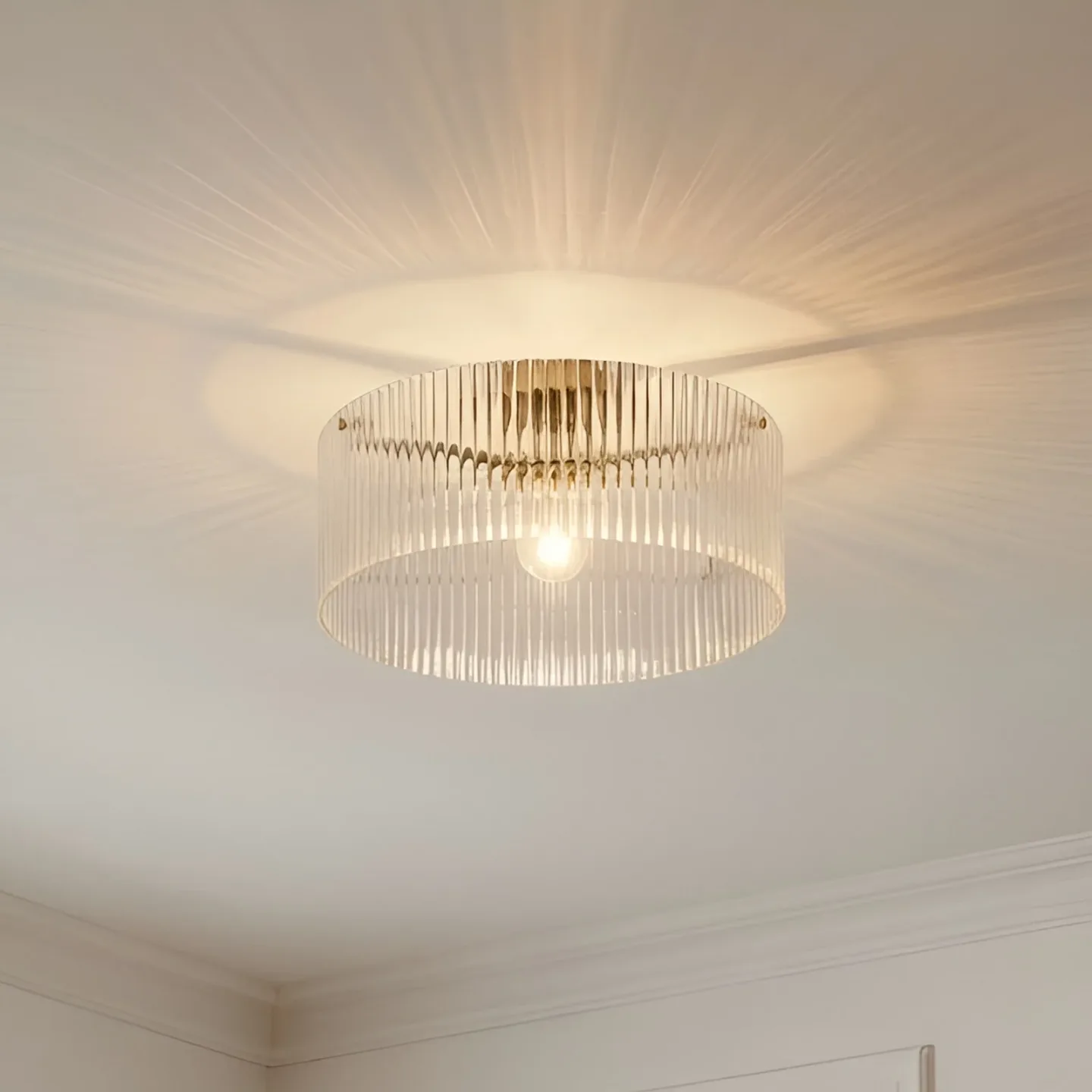 Meritt Deckenleuchte, messing/klar, Ø 40 cm, Glas - Lucande - Wohnzimmer - Modern - Einflammig