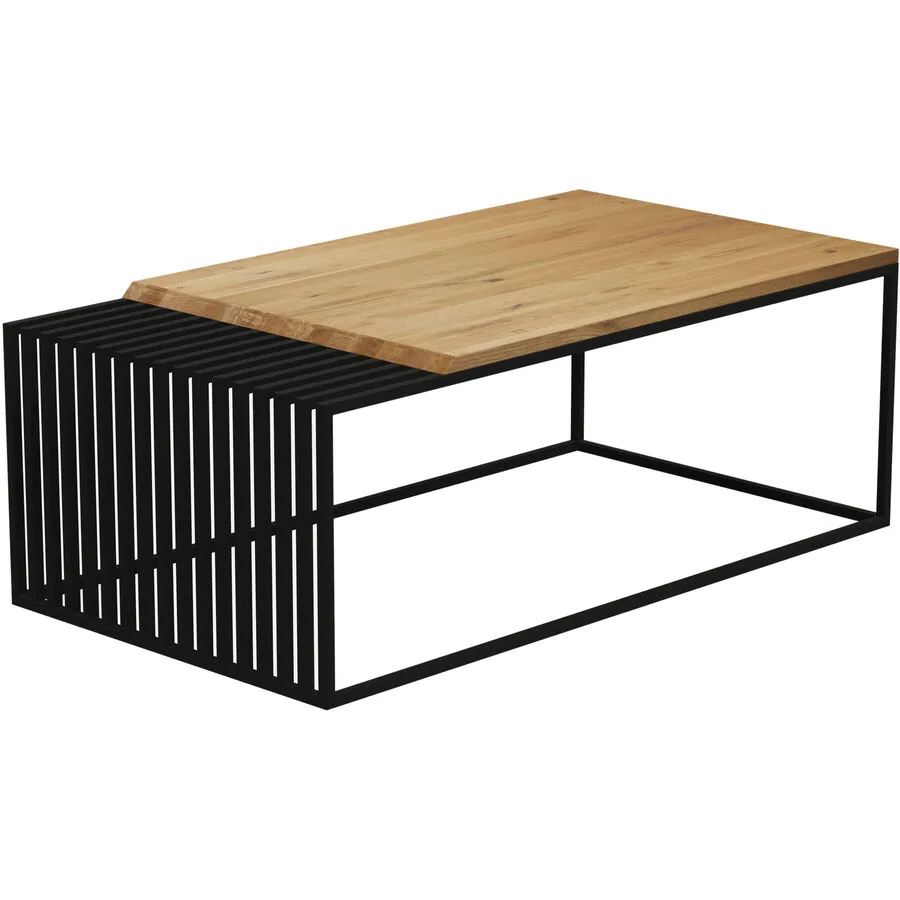 Salontisch Abe natur geölt Wildeiche, Metall pulverbeschichtet B 100 T 60 cm