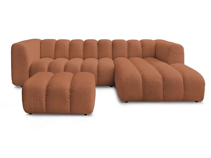 Ecksofa mit Hocker BOBOCHIC TALIA Boucle-Stoff orange