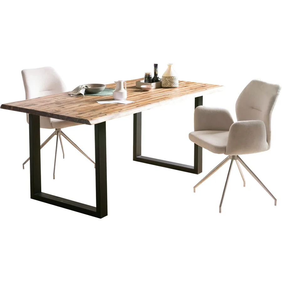 Tisch Sergio natur/schwarz Akazie Massivholz B 160 T 90 cm