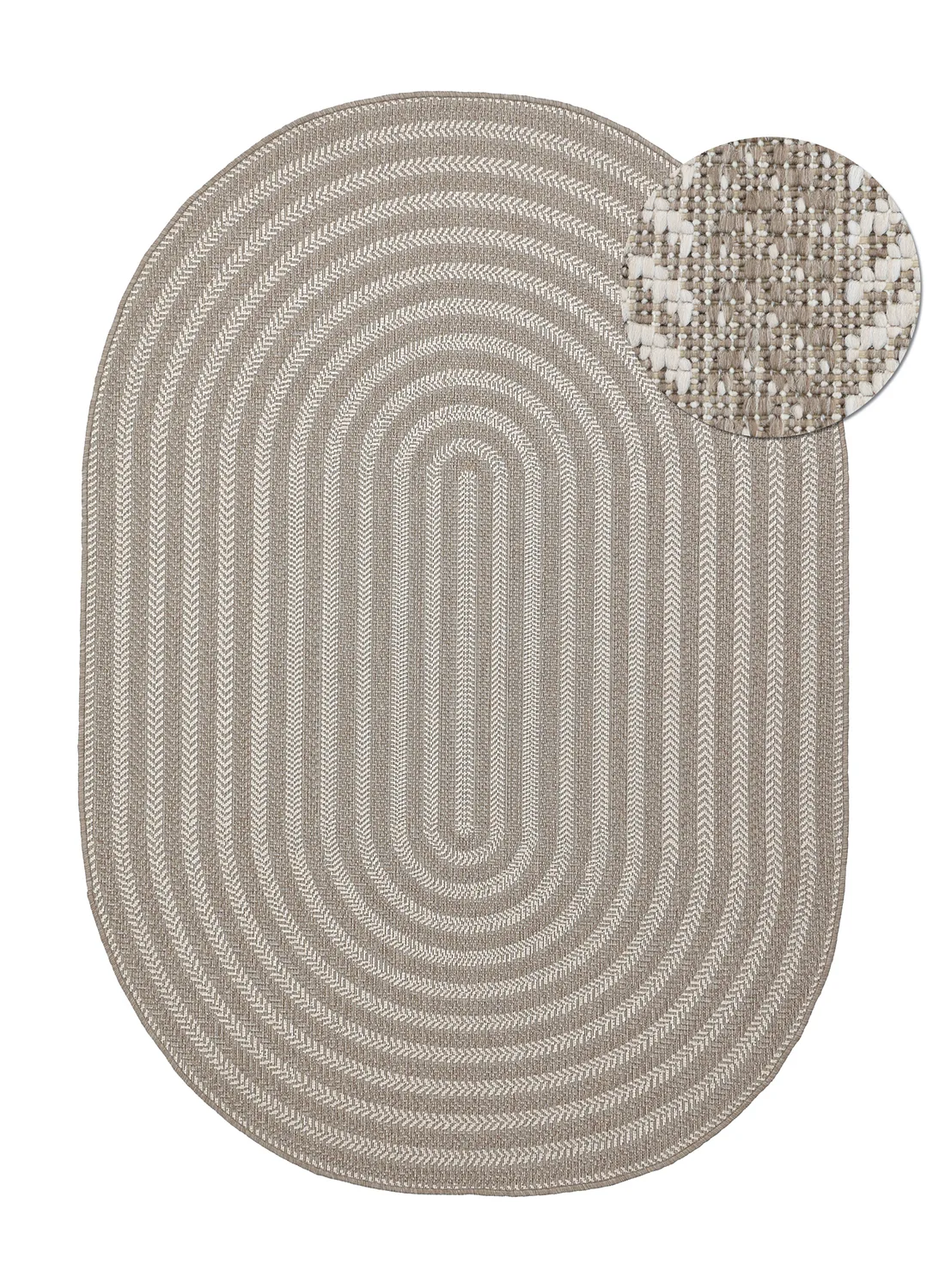 Ovalt teppe - Indoor/outdoor Leander (beige) (Størrelse: 240 x 340 cm)