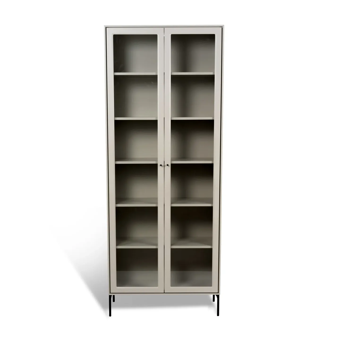 Mavis Volt Vitrinenschrank 190 cm beige Details in Schwarz