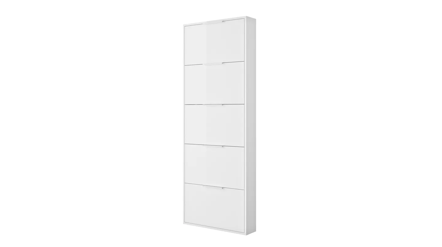 Schuhschrank weiß hochglanz 5-türig 65 x 174 cm - ESPRESSO