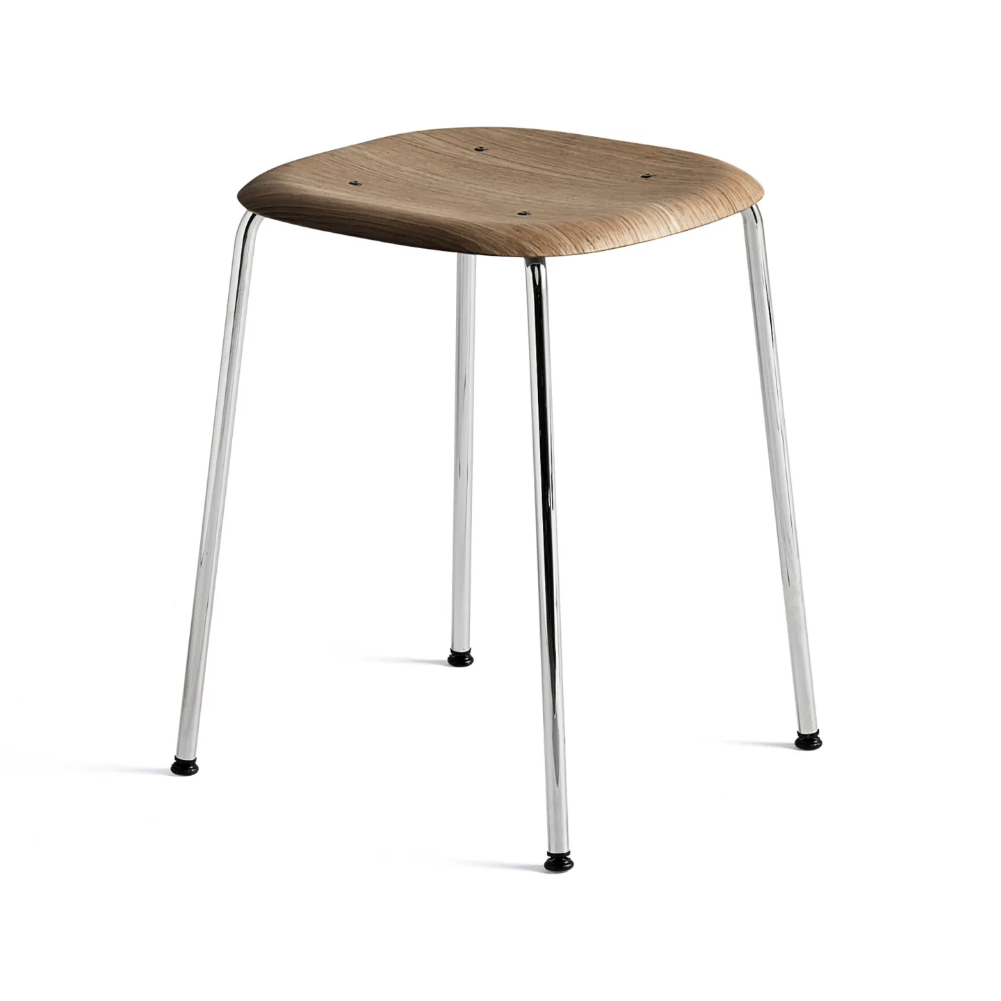 HAY - Soft Edge 70 Smoked Water Based Lacq Oak Chrome Base - Pallar - Iskos-Berlin - Träfärgad - Metall/Trä