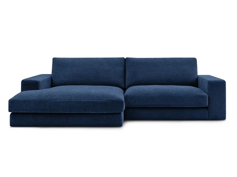 Ecksofa BOBOCHIC LEONARD Stoff mit Textur dunkelblau