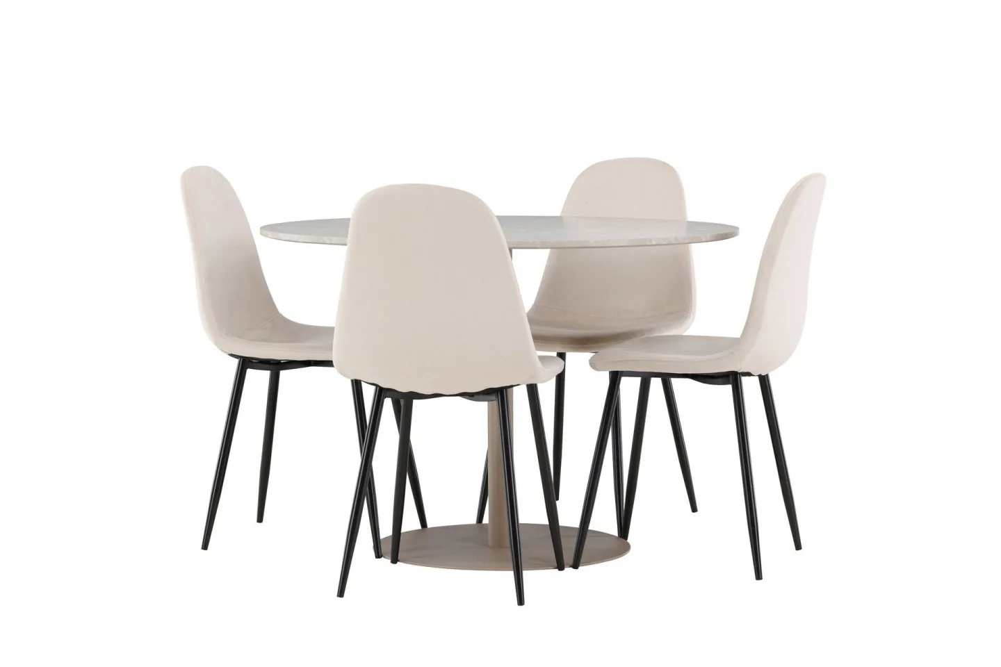 Lycke Matgrupp 110 cm Rund med 4 Polar stolar - Beige/Beige