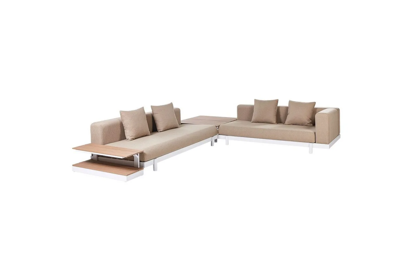 Loungegrupp med bord Missanello Beige/vit - Beige/vit